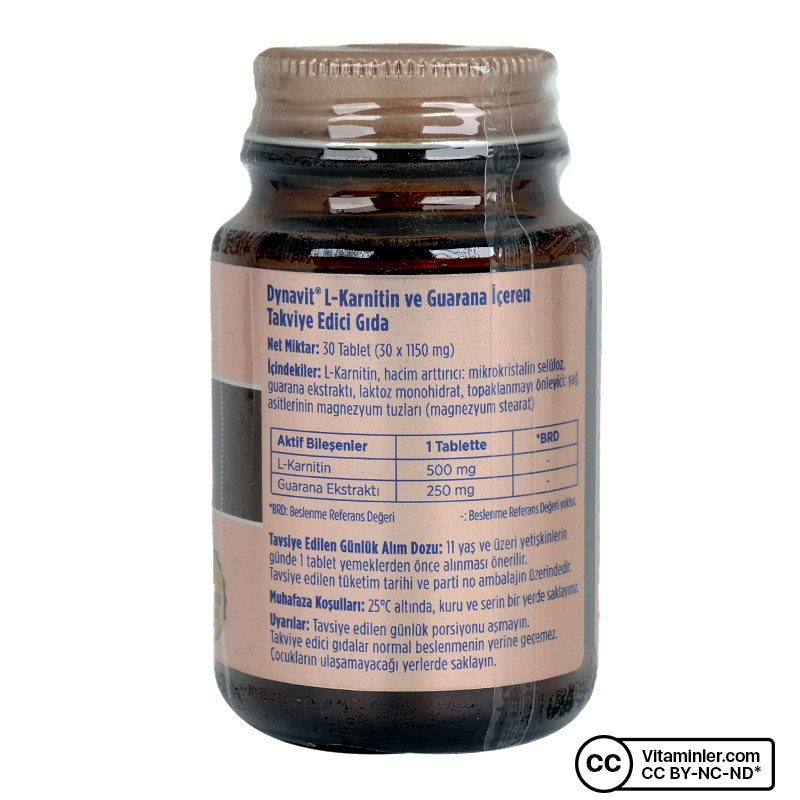Dynavit L-Carnitine + Guarana 30 Tablet | Vitaminler