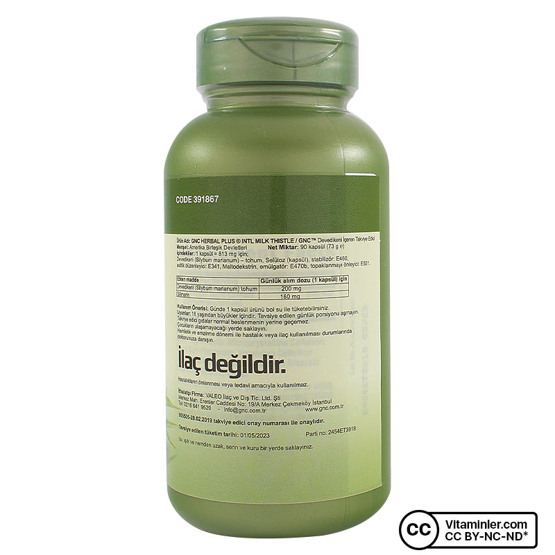GNC Milk Thistle 200 Mg 90 Kapsül Vitaminler