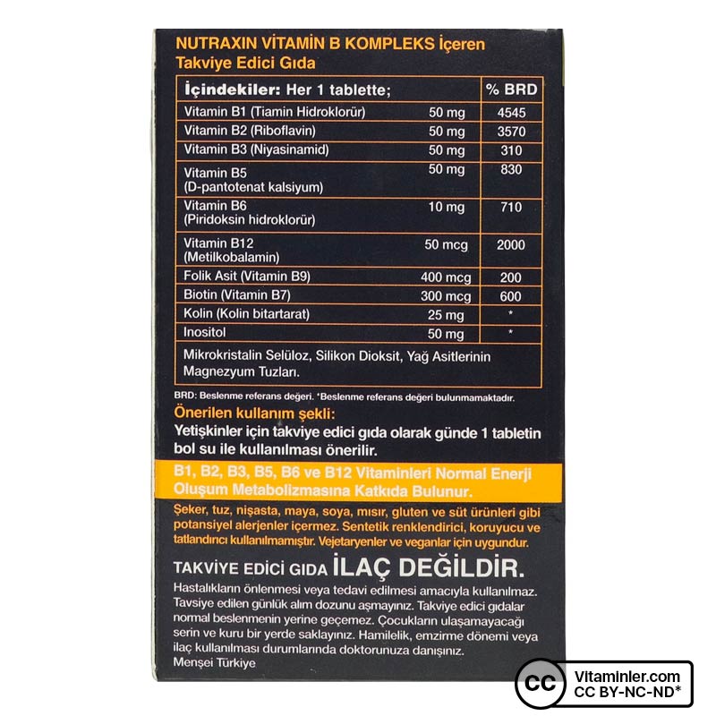 Nutraxin Vitamin B Complex 60 Kapsül - B Vitaminleri