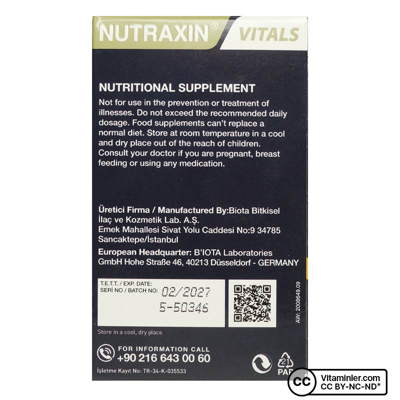 Nutraxin Vitamin B Complex 60 Kapsül - B Vitaminleri