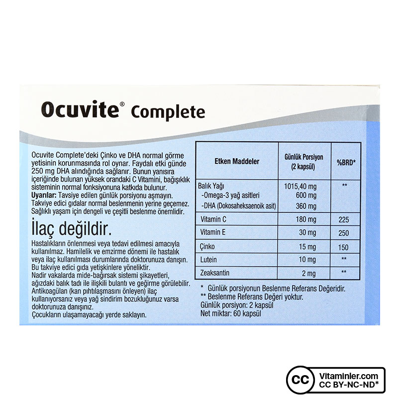 Ocuvite Complete Bausch Lomb 60 Kapsül Vitaminler