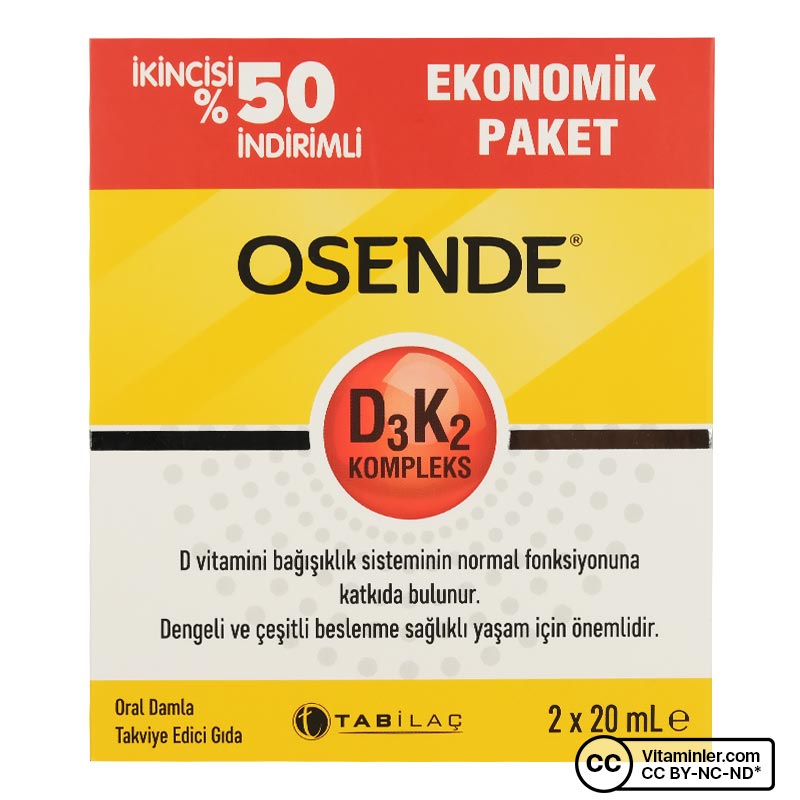 Osende D3 + K2 Kompleks 20 Ml Damla 2 Adet - D Vitaminleri