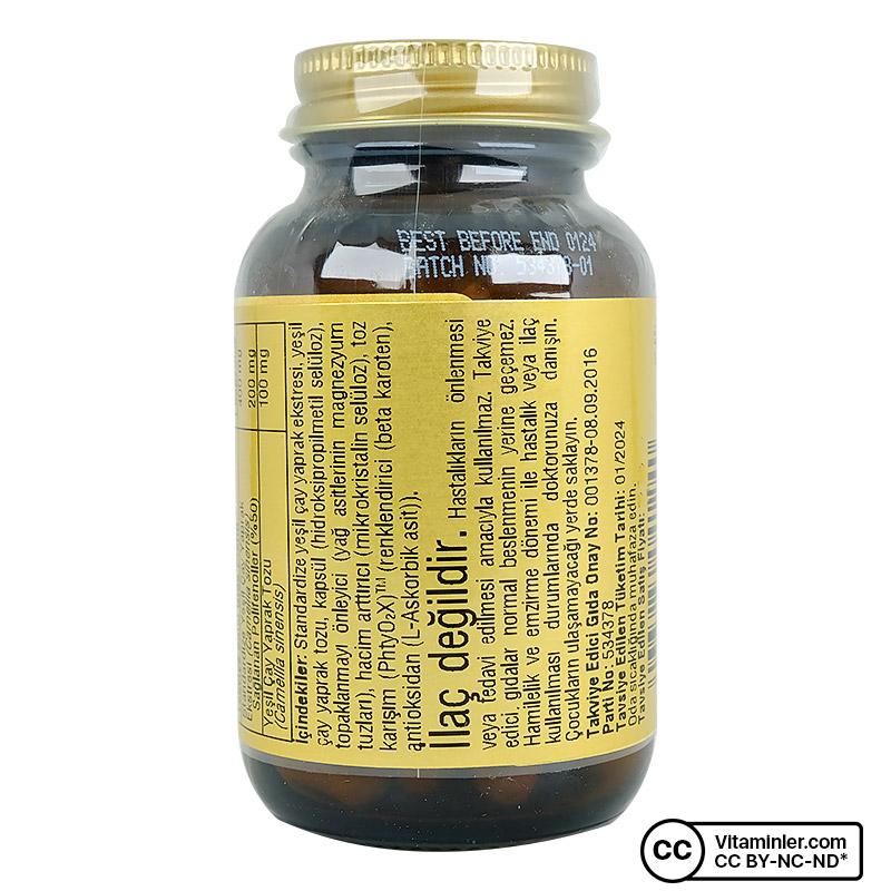 Solgar Green Tea Leaf Extract 60 Kapsül Vitaminler