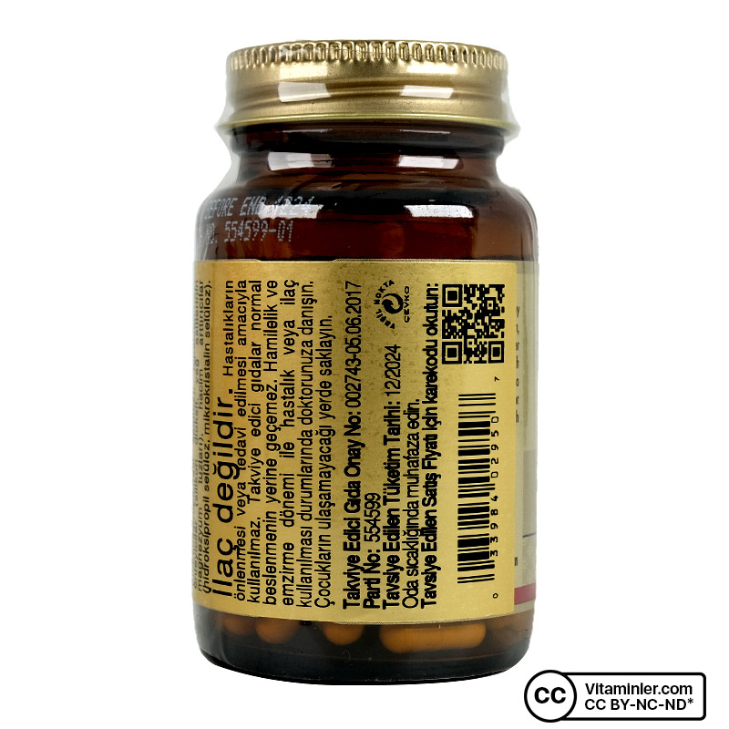 Solgar Vitamin B1 (Thiamin) 100 Mg 100 Kapsül - B Vitaminleri