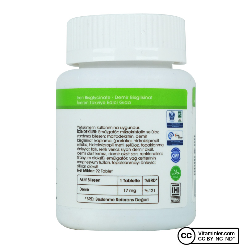 Voonka Iron Bisglycinate (Demir) 92 Tablet Vitaminler